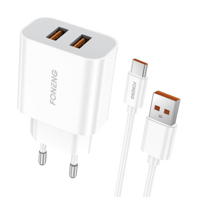 Product Φορτιστής Πρίζας Fast Foneng 2x USB EU45 + USB Type C cable base image