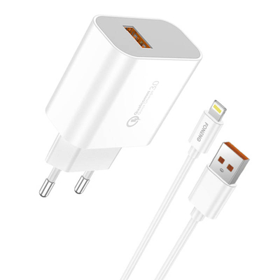Product Φορτιστής Πρίζας Fast Foneng 1x USB QC3.0 EU46 + USB Lightning cable base image