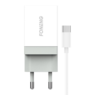 Product Φορτιστής Πρίζας Fast Foneng 1x USB K210 + USB Type C cable base image
