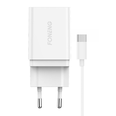 Product Φορτιστής Πρίζας Fast charger Foneng 1x USB K300 + USB to USB-C cable base image