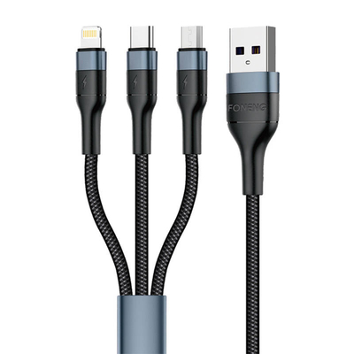 Product Καλώδιο USB Foneng X51 3in1 USB to USB-C/Micro USB/Lightning 3A 1m (Black) base image