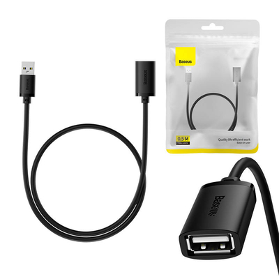 Product Καλώδιο USB-A Male to USB-A Female 2.0 Baseus AirJoy Series 0.5m (black) base image