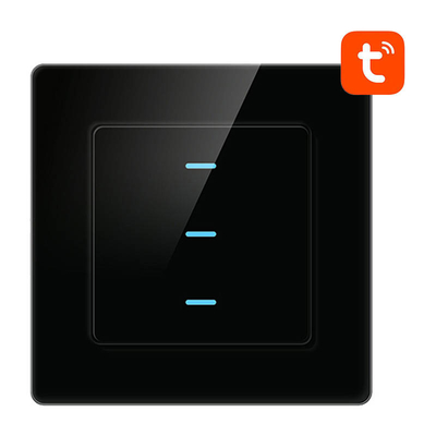 Product Διακόπτης Τοίχου Smart Light Switch WiFi Avatto N-TS10-B3 3 Way TUYA (black) base image