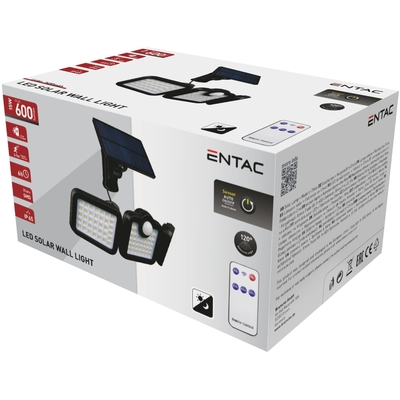 Product Ηλιακός Προβολέας Entac Τοίχου 15W SMD 3 Κεφαλές με Αποσπώμενο Ηλιακό Πάνελ base image