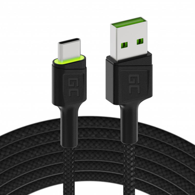 Product Καλώδιο USB to USB-C - Green Cell GC Ray, 120cm, green LED, with Ultra Charge, QC 3.0 base image