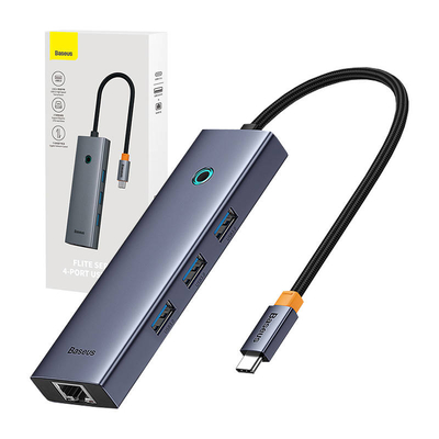 Product USB Hub 4in1 Baseus UltraJoy USB-C do 3x USB 3.0 + RJ45 (space grey) base image