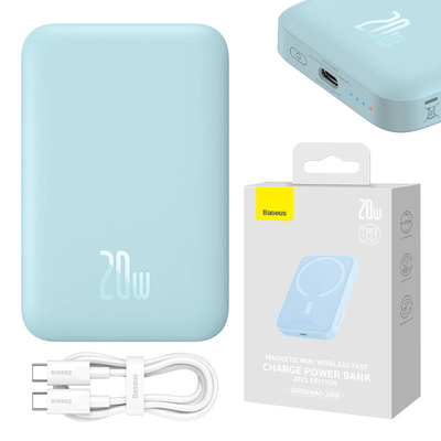 Product Powerbank Baseus Magnetic Mini 6000mAh 20W MagSafe (blue) base image
