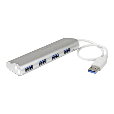Product USB Hub StarTech Compact 3.0 with Built-in Cable - Aluminum - Silver - 4 ports base image
