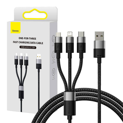 Product Καλώδιo USB Quick Charge to M+L+C Baseus StarSpeed 3.5A 0,6m (Black) base image