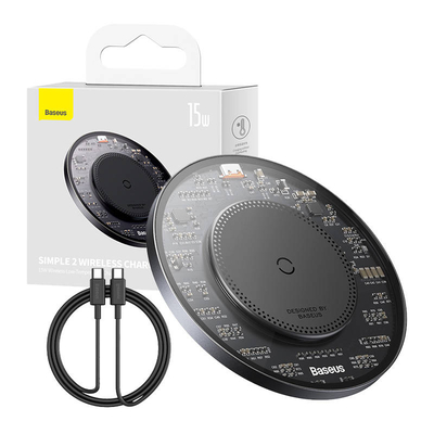 Product Ασύρματος Φορτιστής Baseus Qi Simple 2, 15W with USB-C to USB-C (black) base image