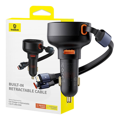 Product Φορτιστής Αυτοκινήτου Baseus Enjoyment USB with USB-C cable and Lightning 60W (black) base image
