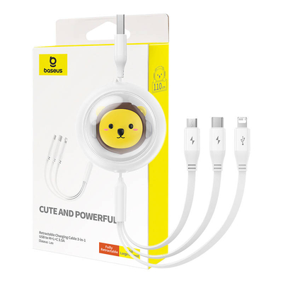 Product Καλώδιο USB to USB-C Charging 3w1 Baseus , -M, Lightning 3,5A, 1,1m (White) base image