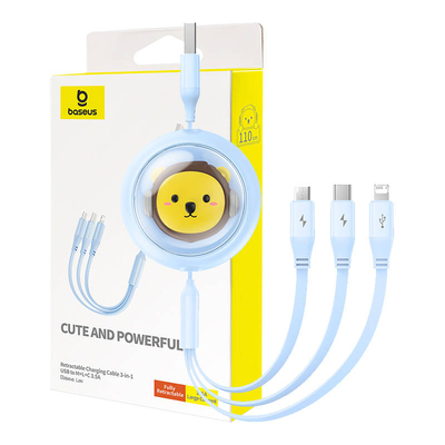 Product Καλώδιo USB Charging 3w1 Baseus USB to USB-C, USB-M, Lightning 3,5A, 1,1m (blue) base image