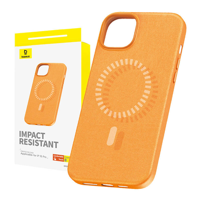 Product Θήκη Magnetic για iPhone 15 Pro Baseus Fauxther Series (Orange) base image