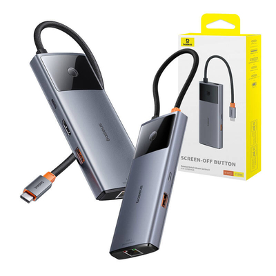 Product Docking Station Baseus Metal Gleam 2 Series, USB-C to 2xUSB 3.0 +USB-C + HDMI + PD + Ethernet RJ45 base image