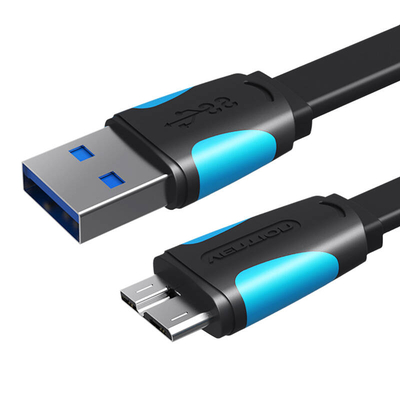 Product Καλώδιο USB Vention Flat USB 3.0 A to Micro-B VAS-A12-B025 0.25m Black base image
