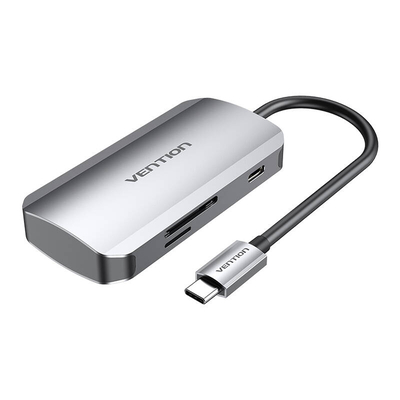 Product Docking Station Vention USB-C to 3x USB3.0 SD, TF, PD 0.15m TNHHB, Gray base image