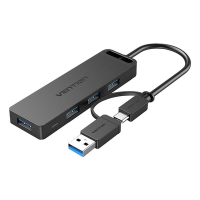 Product USB Hub 2in1 USB-C Interface, 4-port USB 3.0 and Power Adapter Vention CHTBB 0.15m base image