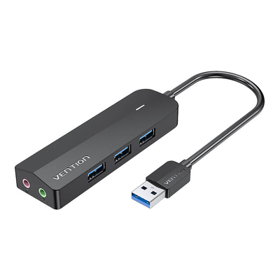 Product USB Hub 3.0 z 3 and sound card 2x TRS 3,5mm CHIBB 0,15m Black base image