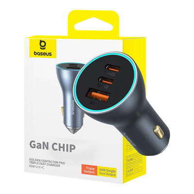 Product Φορτιστής Αυτοκινήτου Baseus Golden Contactor Pro, 2x USB-C, 1x USB, 65W base image
