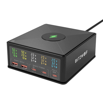 Product Φορτιστής Πρίζας Blitzwolf 868H, 2xUSB-A, 3xUSB type-C, 160W (black) base image