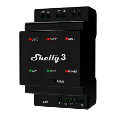 Product Ενδιάμεσος Διακόπτης DIN Rail Smart Switch Shelly Pro 3 with dry contacts, 3 channels base image