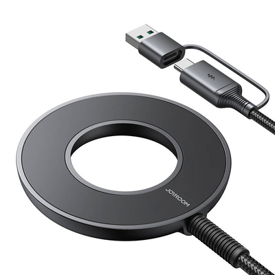 Product Ασύρματος Φορτιστής Joyroom JR-WQM03 magnetic charger, USB + USB-C, 1.2m (black) base image