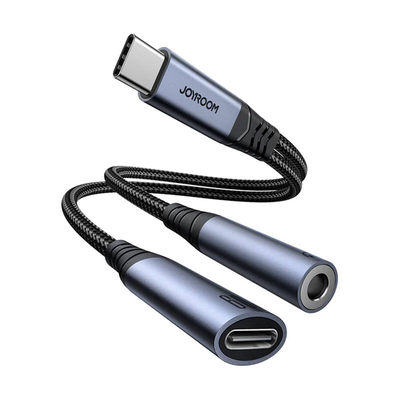 Product Αντάπτορας 2-in-1 Audio Joyroom SY-C02 Type-C to 3.5mm + Type-C (black) base image