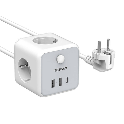 Product Πολύπριζο με USB Tessan TS-301-C-GR (Λευκό) base image