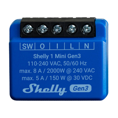 Product Έξυπνος Ενδιάμεσος Διακόπτης Shelly 1 Mini Gen3 (Μπλε) base image
