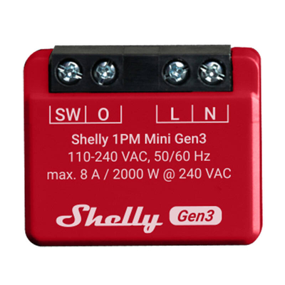 Product Έξυπνος Ενδιάμεσος Διακόπτης Shelly 1PM Mini Gen3 (Κόκκινο) base image