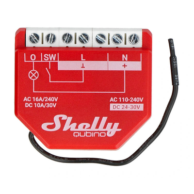 Product Έξυπνος Ενδιάμεσος Διακόπτης Shelly Qubino Wave1PM (Κόκκινο) base image