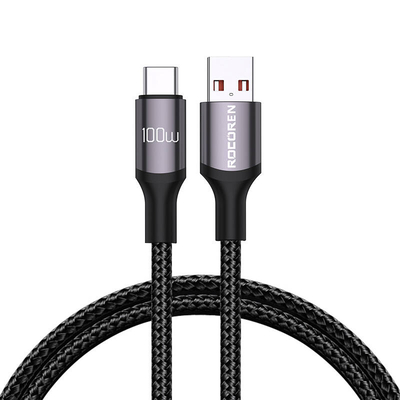 Product Καλώδιο USB Rocoren Fast Charging USB-A to USB-C Retro Series 2m 100W (grey) base image