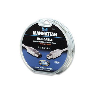 Product Καλώδιο USB Manhattan USB Α σε USB B M/M cakebox ασημί 3m base image