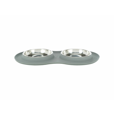 Product Ταΐστρα σκύλων Trixie Γκρι Ανοξείδωτο ατσάλι ? 16 cm Διπλή 2 ? 0,3 L 47 ? 3 ? 26 CM base image