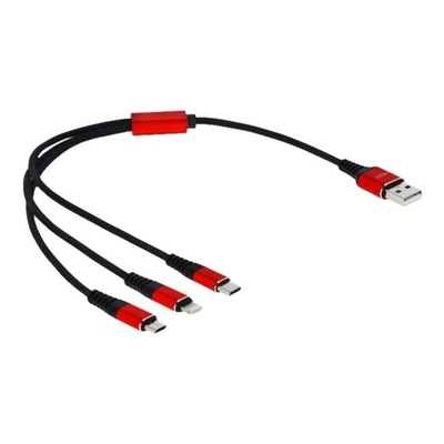 Product Καλώδιο USB Delock 3-in-1-Lightning, Micro USB, USB-C - 30 cm base image