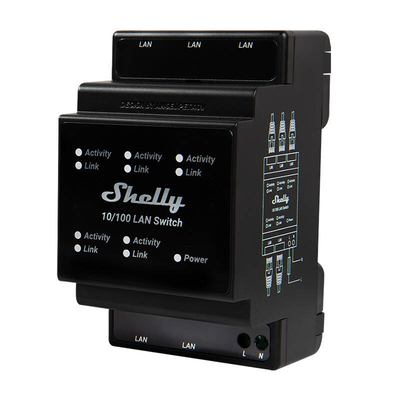 Product Διακόπτης Shelly Ethernet με 5 RJ45 LAN (Μαύρο) base image