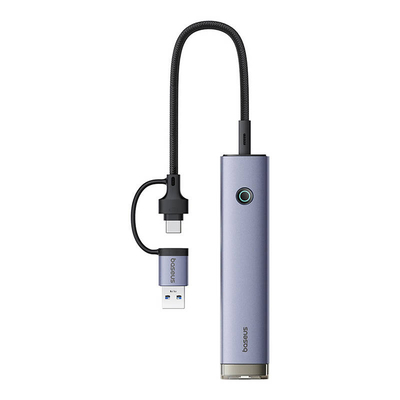 Product USB Hub Baseus 4in1 UltraJoy USB-A&USB-C to 3xUSB3.0+USB-C+RJ45 (grey) base image