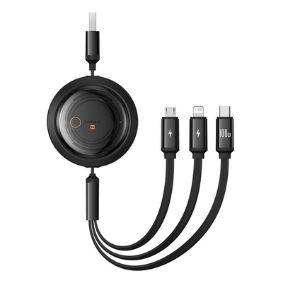 Product Καλώδιο USB Baseus 3-in-1 Free2Draw USB to M+L+C 100W 1.1 m (Black) base image