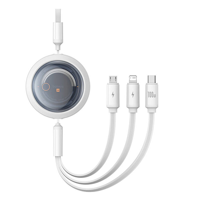 Product Καλώδιο USB Baseus 3-in-1 Free2Draw USB to M+L+C 100W 1.1 m (white) base image