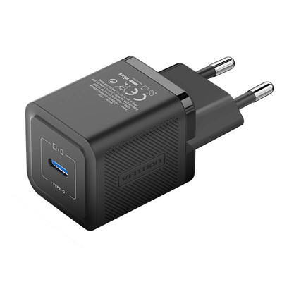 Product Φορτιστής Πρίζας Vention FEPB0-EU, USB-C, 20W, GaN (Black) base image