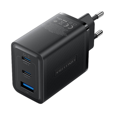 Product Φορτιστής Πρίζας Vention FERB0-EU, 2xUSB-C, USB- A, 65W/65W/30W, GaN (Black) base image