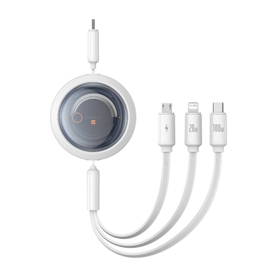 Product Καλώδιο USB Baseus Fast Charging 3in1 Free2Draw USB-C to USB-C/Lightning/Micro 100W, 1,1m (white) base image