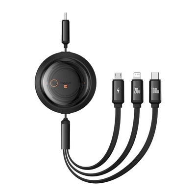 Product Καλώδιο USB Baseus Fast Charging 3in1 Free2Draw USB-C to USB-C/Lightning/Micro 100W, 1,1m (Black) base image
