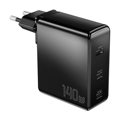 Product Φορτιστής Πρίζας Essager ECT2CA-MQB01-Z, 2xUSB-C, USB-A, 140W (Black) base image