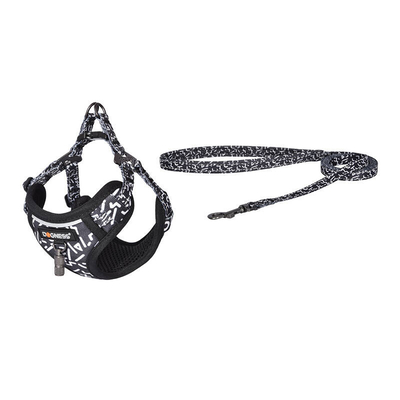 Product Σαμαράκι Dogness walking set leash 1,5m+harness for dog (Black and white) base image