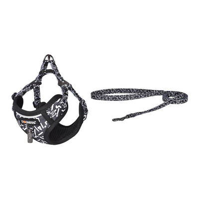 Product Σαμαράκι Dogness cat leash 1,5m+harness walking set (Black and white) base image