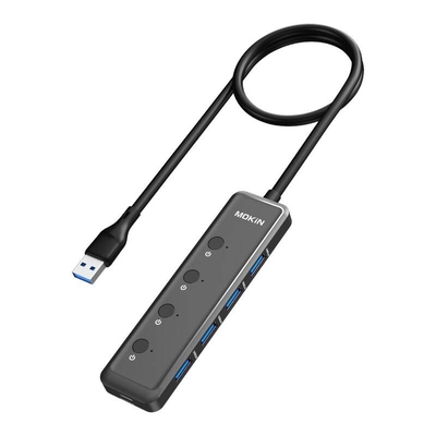 Product USB Hub Mokin 5in1 USB-A3.0 to 4xUSB-A + 1xUSB-C DC (Black) base image