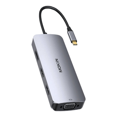 Product Docking Station Mokin 8in1 USB-C VGA+2xHDMI (silver) base image
