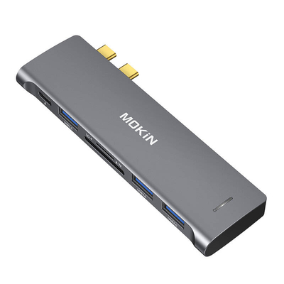 Product Docking Station Mokin 6in2 USB-C for Macbook 3xUSB-A 1xUSB-C 1xSD/MicroSD (silver) base image